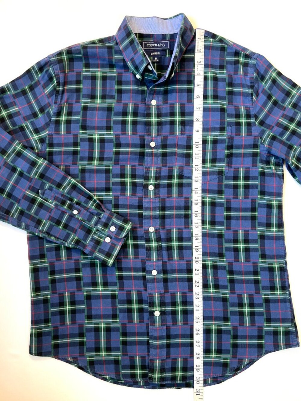 Crown & Ivy - Size M - Multi Tartan Plaid Cotton Long Sleeve Shirt - Blues - EUC - Picture 4 of 11
